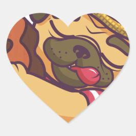 Adesivo Coração cãozinho tocando violão