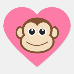 Adesivo Coração Cara bonito do macaco do bebê