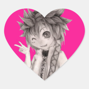 Adesivo Coração Cara De Anime Bestial, Desenho Original