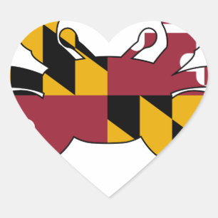 Adesivo Coração Caranguejo da bandeira de Maryland