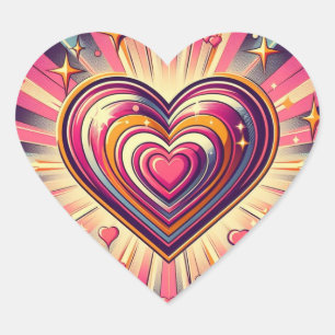 Adesivo Coração Cardíaco/Dia de os namorados de arte dos anos 70