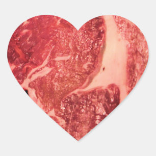 Adesivo Coração Carne Vermelha Crua Premium Foto Macro de Bife M