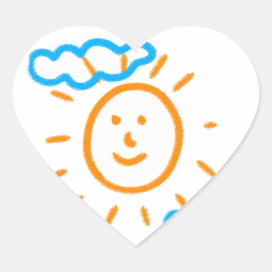 Adesivo Coração Carregar Crianças de Desenho Virem Crianças de Tra