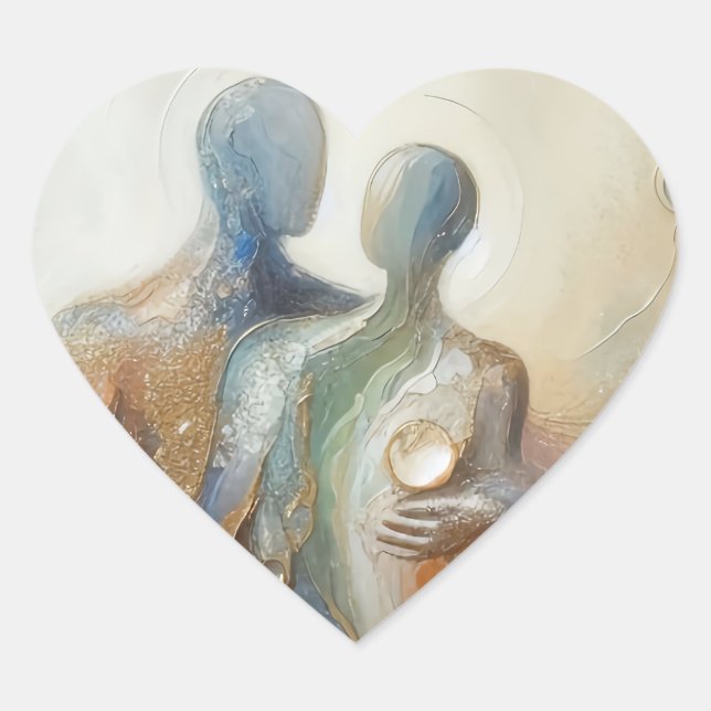 Adesivo Coração Carrinho Impressionista de Abstrato (Frente)