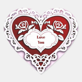 Adesivo Coração Cartão Coração de Renda Delicada