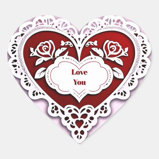 Adesivo Coração Cartão Coração de Renda Delicada (Frente)