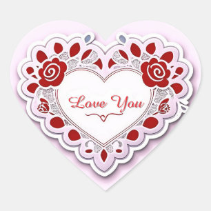 Adesivo Coração Cartão Coração de Renda Delicada