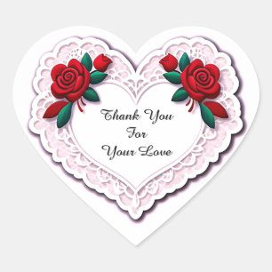 Adesivo Coração Cartão de Coração de Renda Delicada
