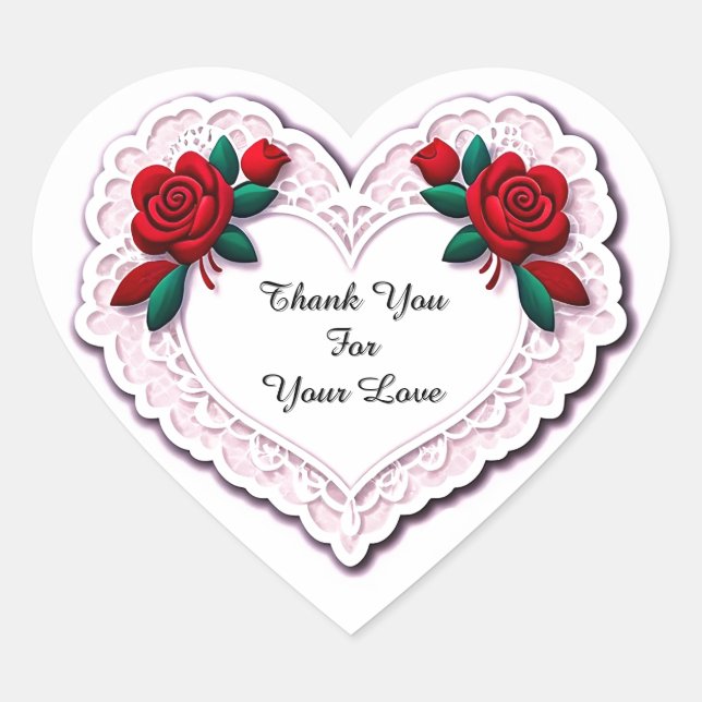 Adesivo Coração Cartão de Coração de Renda Delicada (Frente)