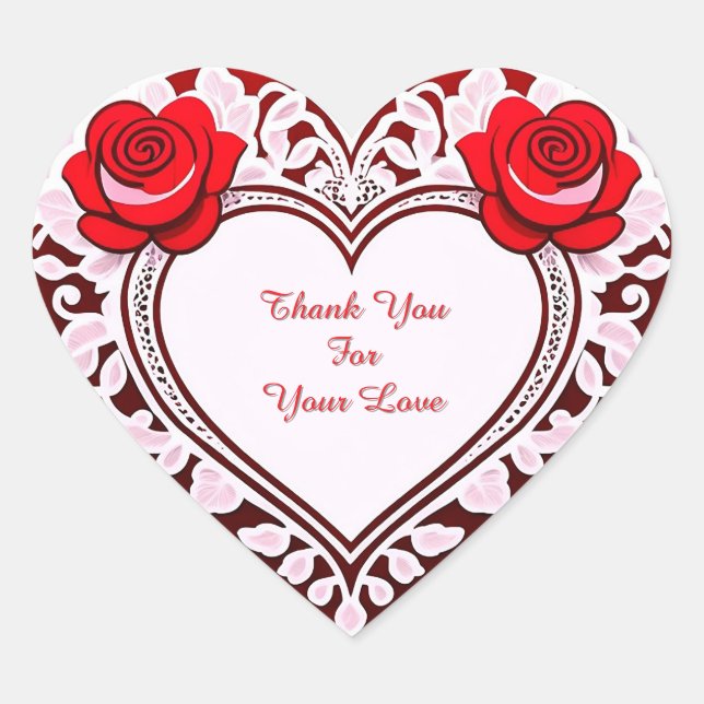 Adesivo Coração Cartão de Coração de Renda Delicada (Frente)