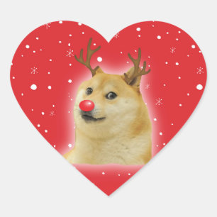 Adesivo Coração Cartão de Natal do Meme do Cachorro Dogright Doggo
