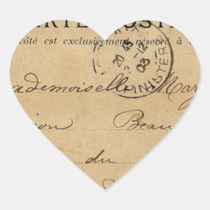 Adesivo Coração Cartão do francês do vintage