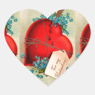 Adesivo Coração Cartão-postal Vintage Grande Namorados Vermelho H