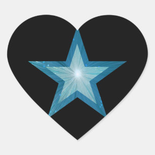 Adesivo Coração Cartaz azul-estrela preto