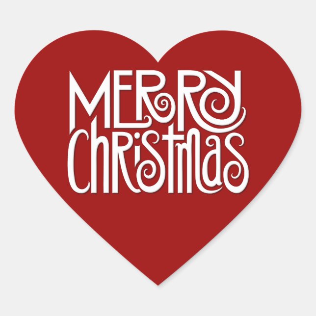 Adesivo Coração Cartaz branco de Natal feliz (Frente)