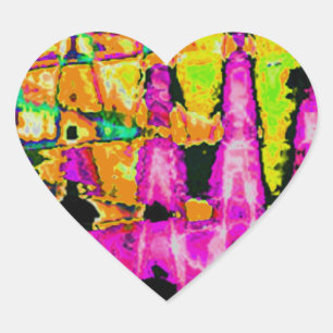 Adesivo Coração Cartaz de Arte Abstrato Neon Glitch