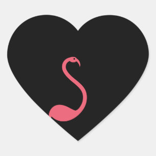 Adesivo Coração Cartaz Retro-Etiqueta Cor-de-rosa Flamingo Preto
