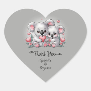 Adesivo Coração Cartoon bonitinho Dia do Namorados Koala Amor Obri