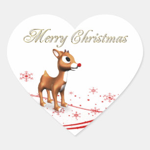 Adesivo Coração Cartoon Bonito Reindeer Marcar Presente de Natal