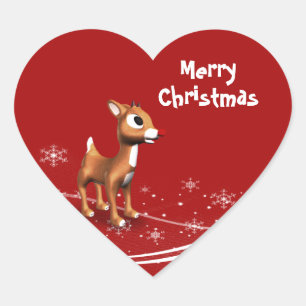 Adesivo Coração Cartoon Bonito Reindeer Marcar Presente de Natal
