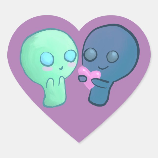 Adesivo Coração Cartoons bonitos de casal de amor (Frente)