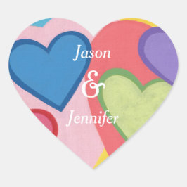 Adesivo Coração Casais Coloridos Vinhetas de Casamento