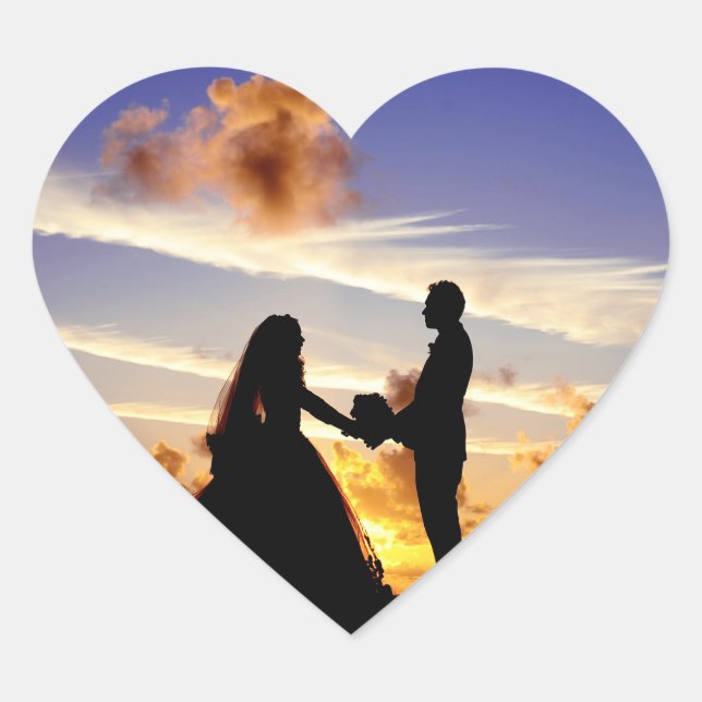 Adesivo Coração Casal de Casamento Sunset (Frente)