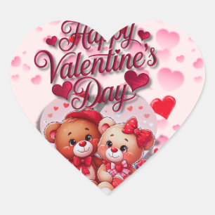 Adesivo Coração Casal do Urso de Teddy feliz dia de os namorados A