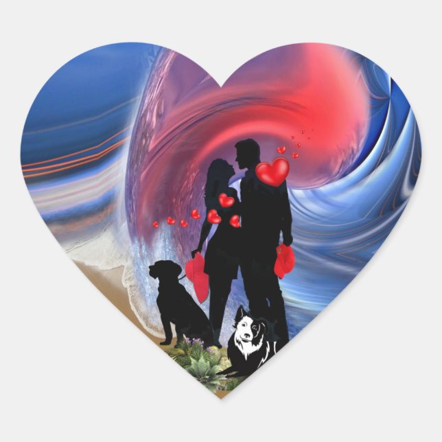 Adesivo Coração Casal Namorados de lua de mel (Frente)