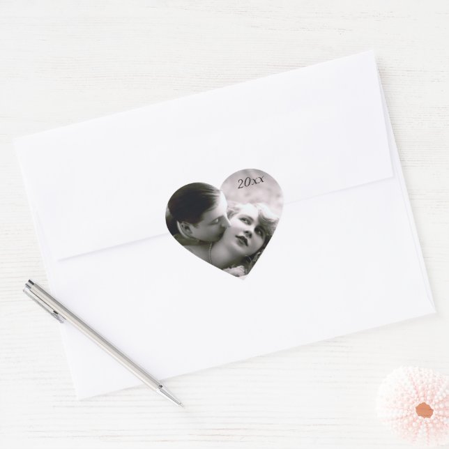 Adesivo Coração Casal Românico Vintage Foto Retroativa Amor Elegan (Envelope)