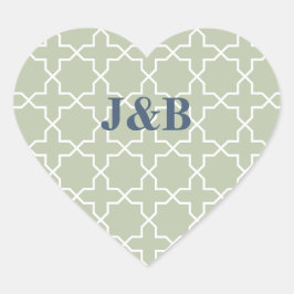 Adesivo Coração Casamento Azul com Padrão de Trabalho de Latência