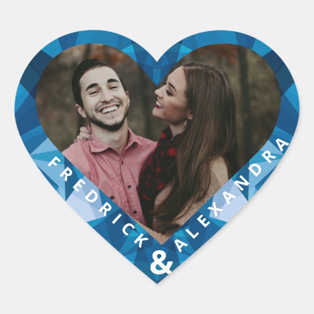 Adesivo Coração Casamento Azul Moderno e Bonito (Frente)