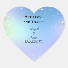 Adesivo Coração Casamento Azul Roxo Brilhante Personalizado