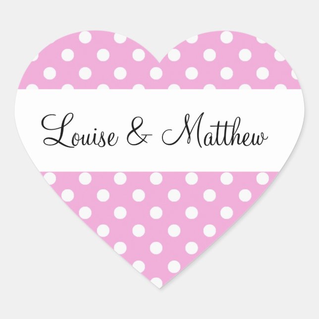 Adesivo Coração Casamento Bolinhas rosa Y190 (Frente)