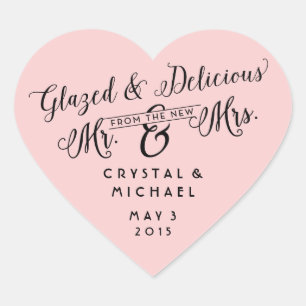 Adesivo Coração Casamento brilhante e delicioso... Obrigado, paler