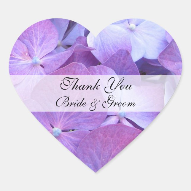 Adesivo Coração Casamento Cardíaco Obrigado Sticker - Hydrangea (Frente)