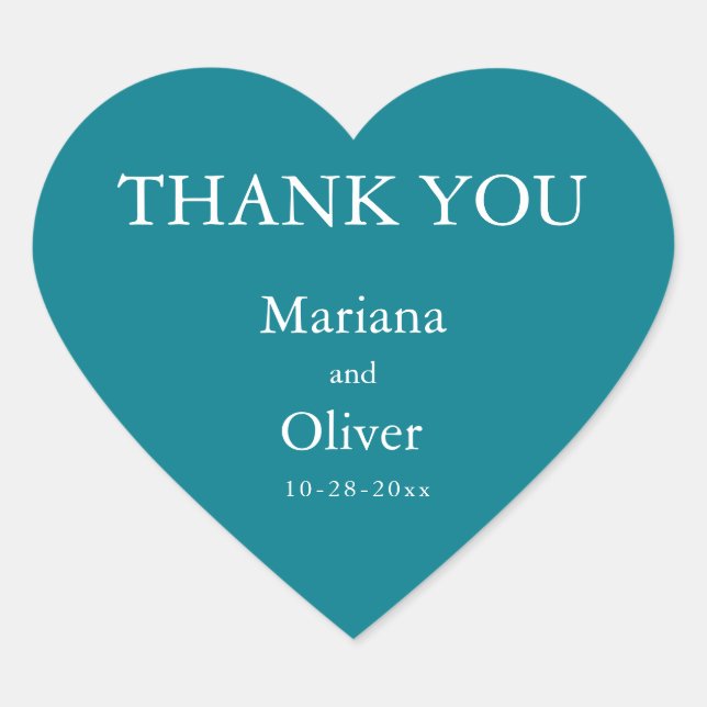 Adesivo Coração Casamento Clássico do Teal (Frente)