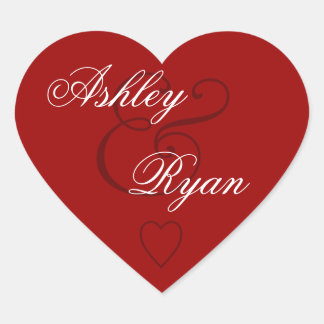 Adesivo Coração Casamento com Selo de Envelope Vermelho