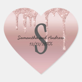 Adesivo Coração Casamento Cor-de-rosa com rosca brilhante com Rosa