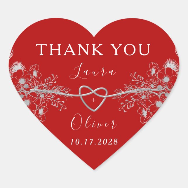 Adesivo Coração Casamento Coração Vermelho (Frente)
