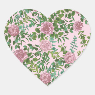 Adesivo Coração Casamento da primavera do Jardim das Rosas Rosa