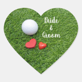 Adesivo Coração Casamento de golfe com bola de golfe e amor em ver