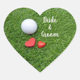 Adesivo Coração Casamento de golfe com bola de golfe e amor em ver