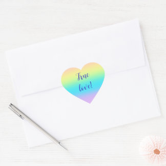 Adesivo Coração Casamento de Gradiente Grande Pastel Rainbow