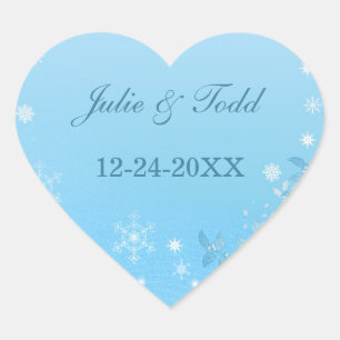 Adesivo Coração Casamento de Inverno Azul e Branco para Salvar a D