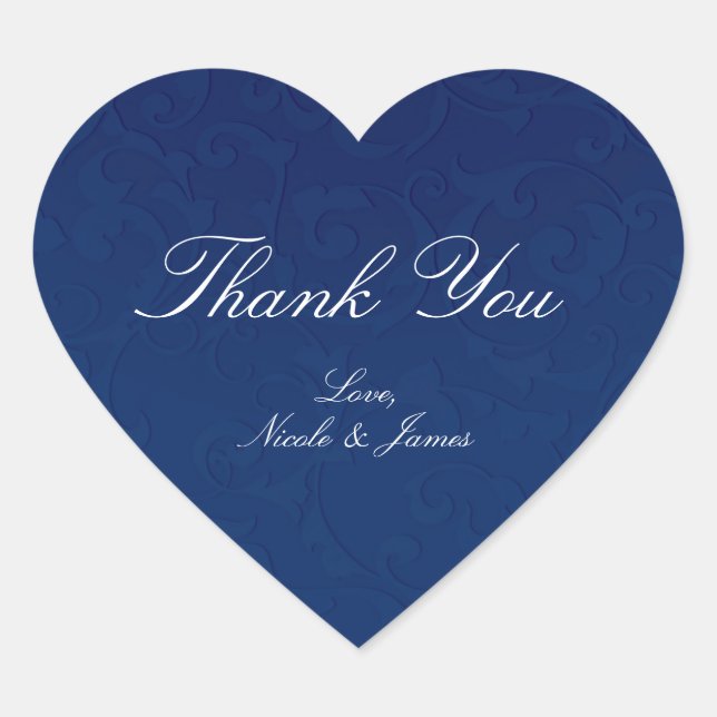 Adesivo Coração Casamento de Livro Azul Elegante Cinderela Marinho (Frente)