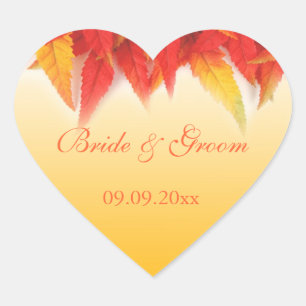 Adesivo Coração Casamento de outono elegante e bonito