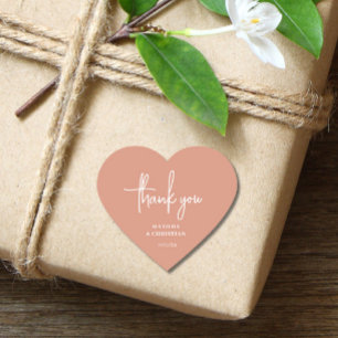 Adesivo Coração Casamento de Peach minimalista