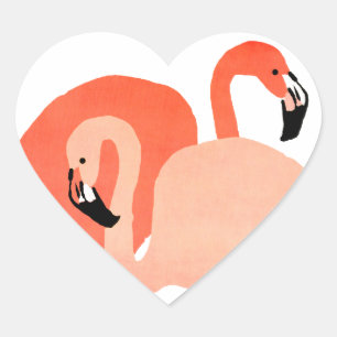 Adesivo Coração Casamento de Praia Rosa Flamingos