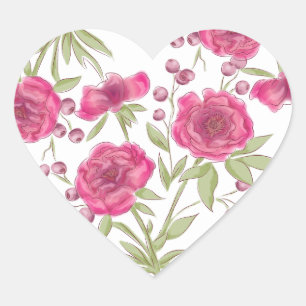Adesivo Coração Casamento de Rosa Rosa Brilhante